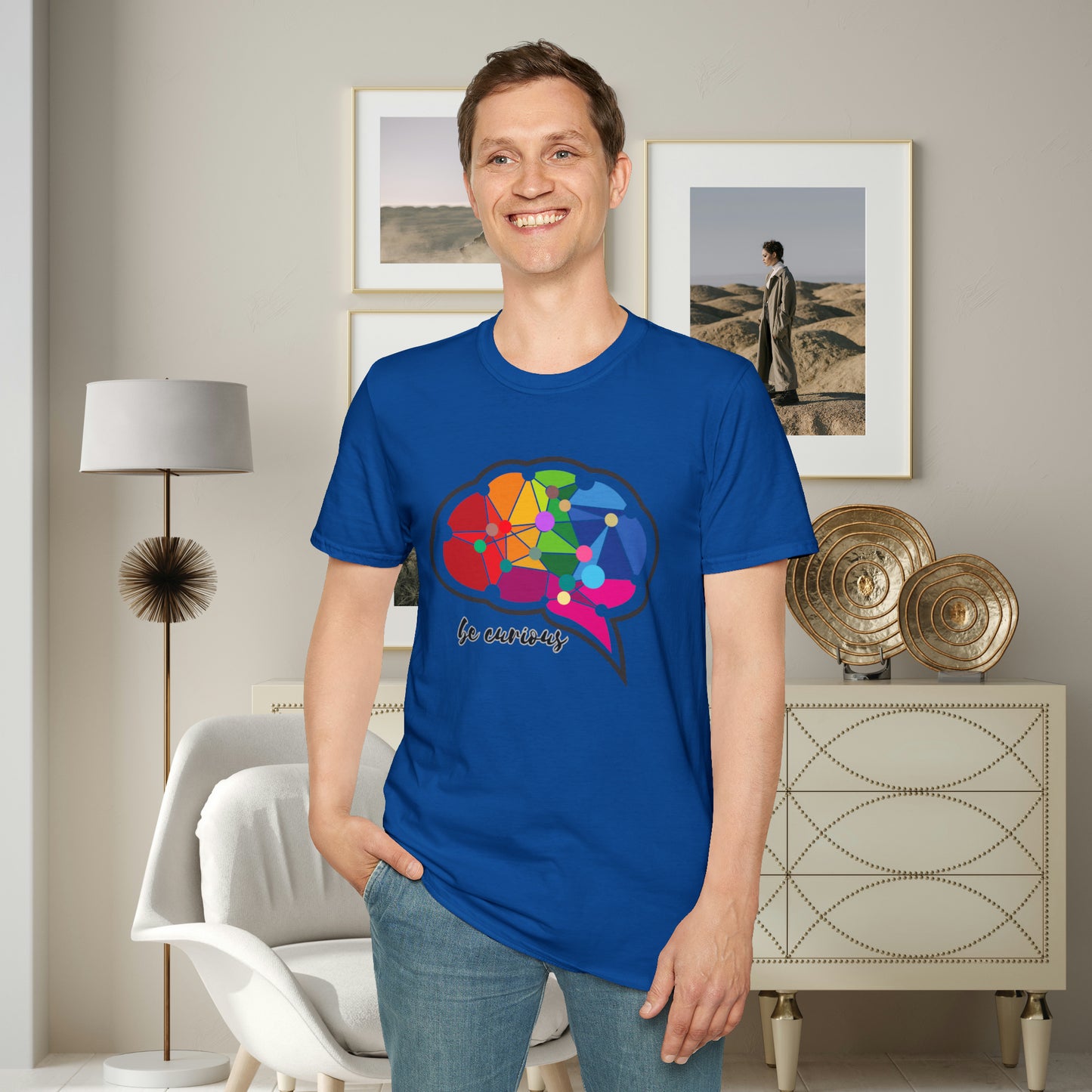 A beautiful brain takes the time to “be curious”. Check out the different colors as the design may change based on the shirt color. This is a Unisex Softstyle T-Shirt.