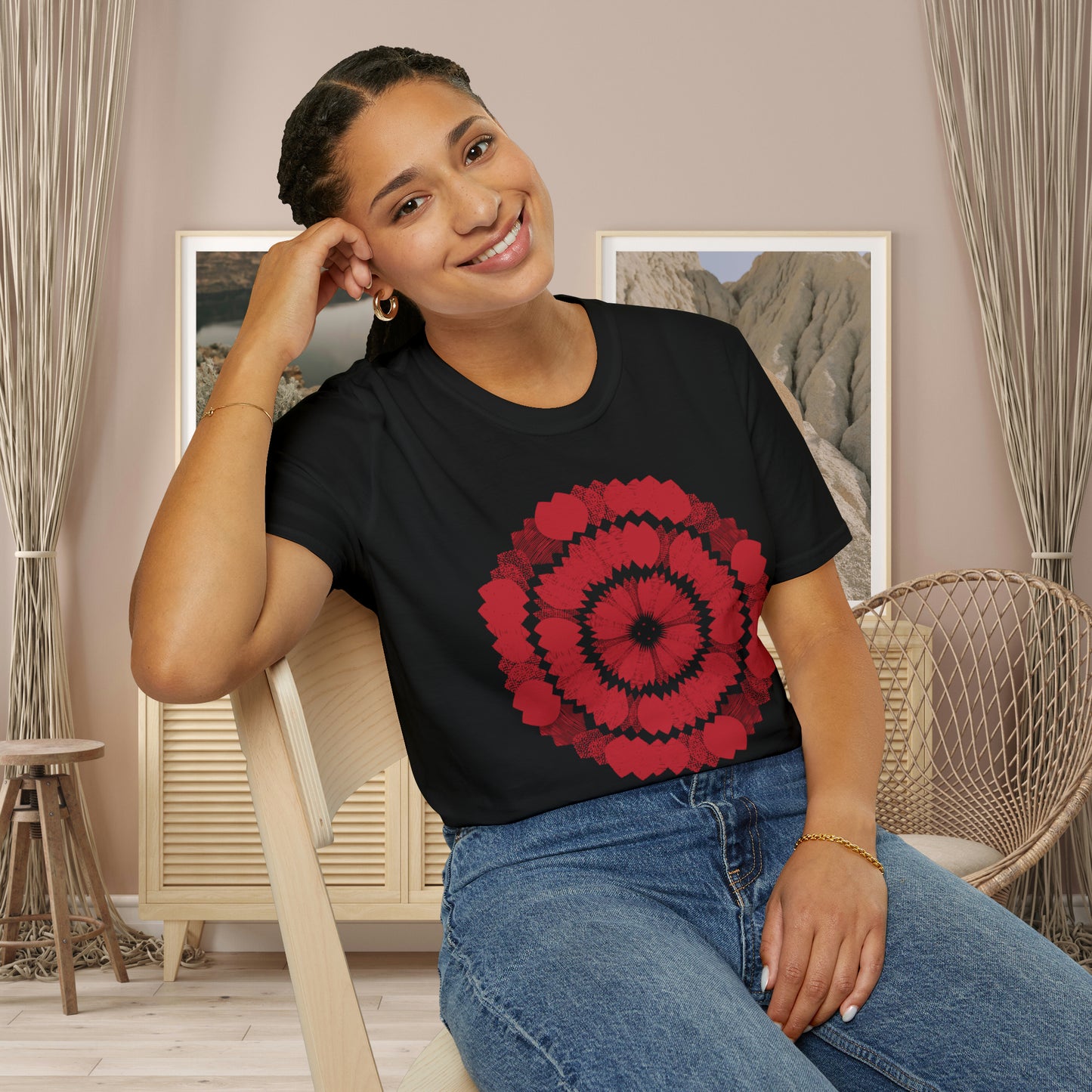 Abstract pattern design waiting for you to enjoy on this is a Unisex Softstyle T-Shirt.