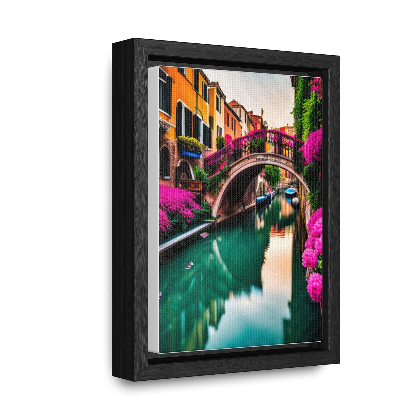 A colorful Venice inspired depiction on this gallery canvas wrap with vertical frame. Sizes vary.