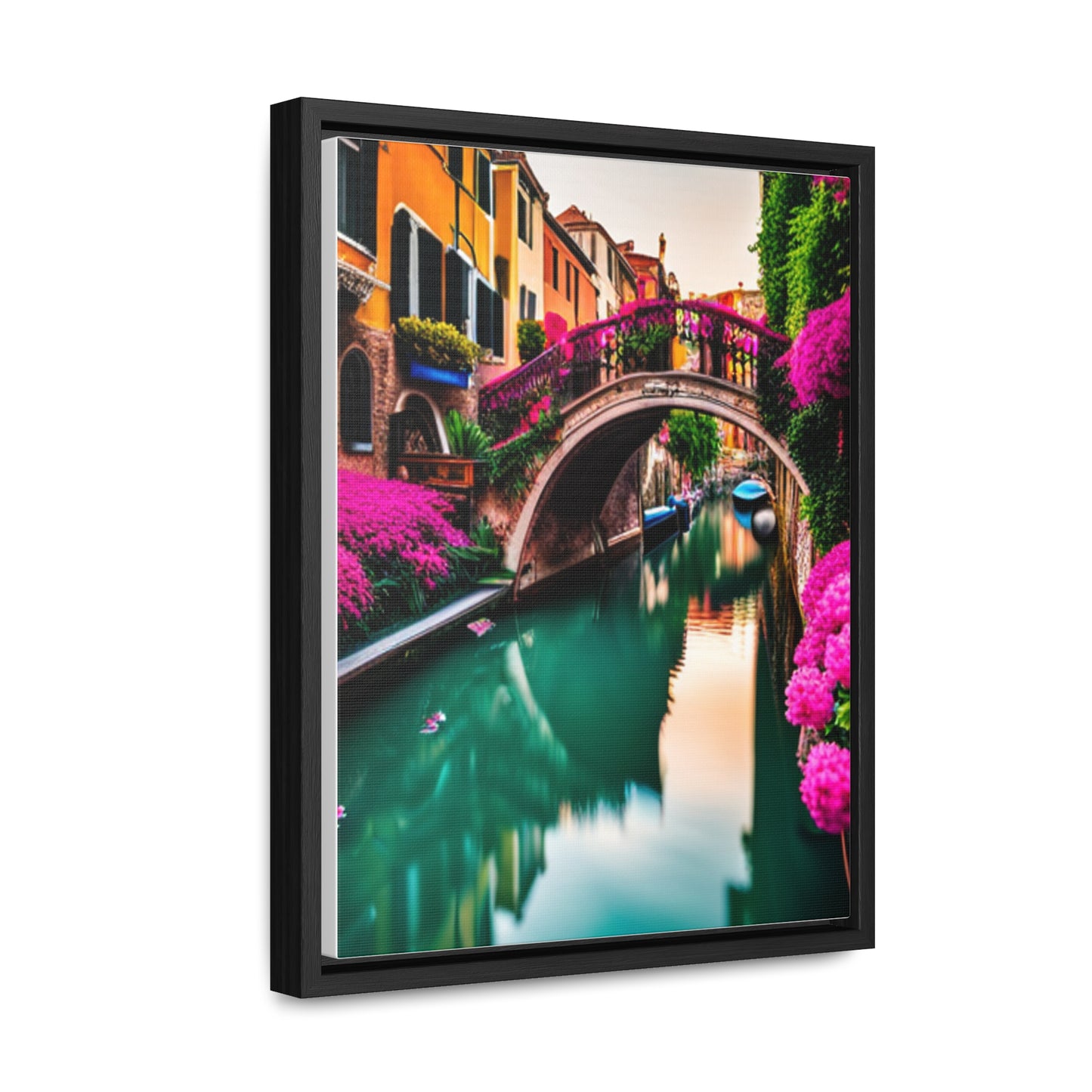 A colorful Venice inspired depiction on this gallery canvas wrap with vertical frame. Sizes vary.
