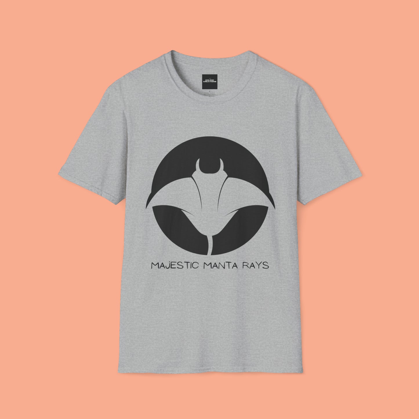 Black and white Majestic Manta Rays Design on this Unisex Softstyle T-Shirt. These giants seemingly fly through the water so gracefully, just watch and don’t touch.