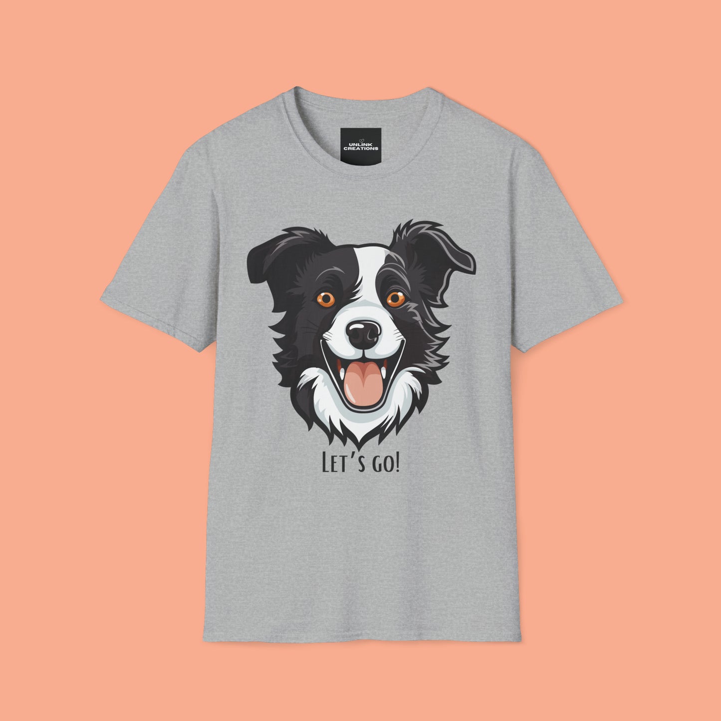 Dog lovers know that look of anticipation and excitement from their dog before a walk, hike or anything fun! This is a Unisex Softstyle T-Shirt.