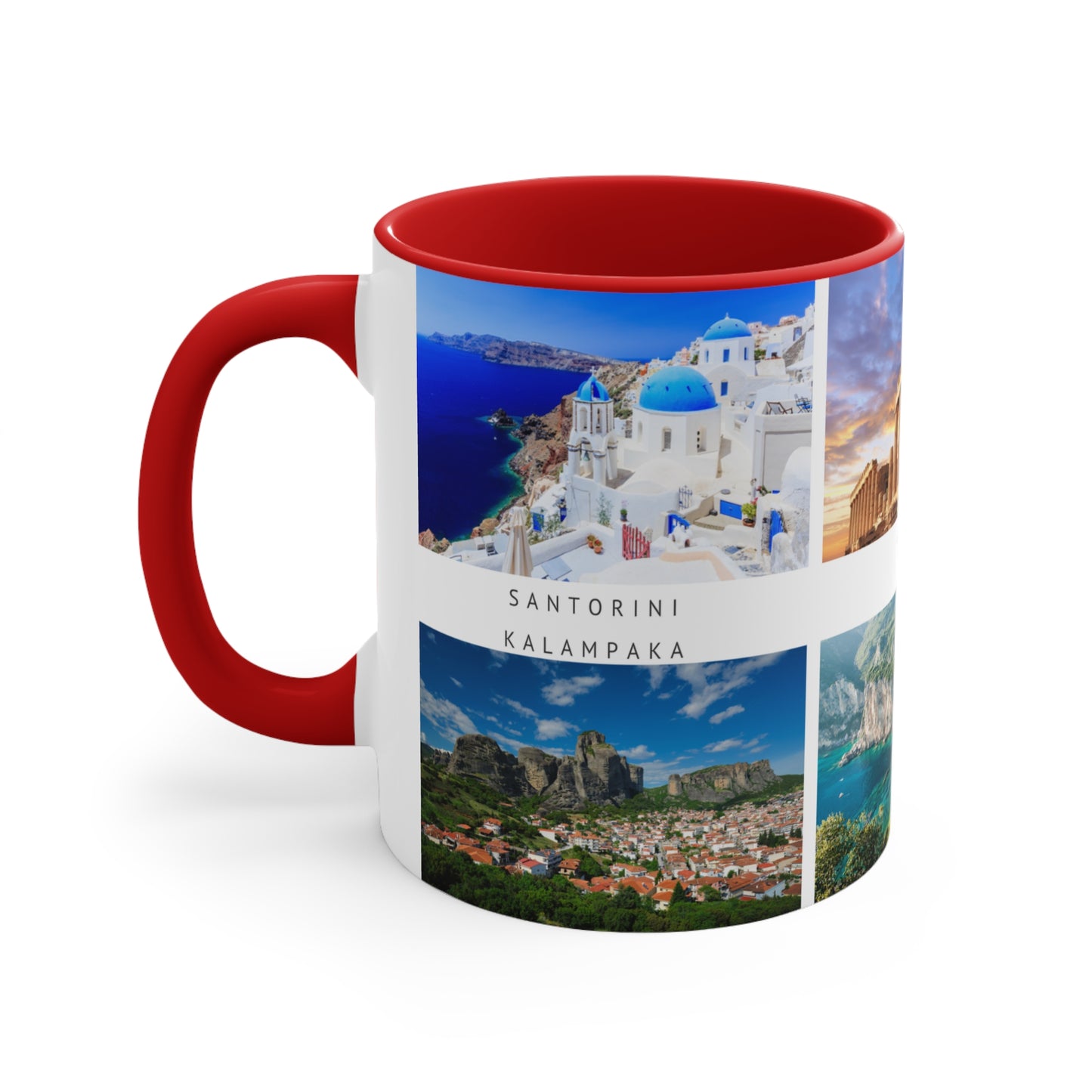 Greece! This Travel Accent Coffee Mug is a part of a Travel Series for you to choose from. 11oz. Great as a gift or get one to enjoy yourself.