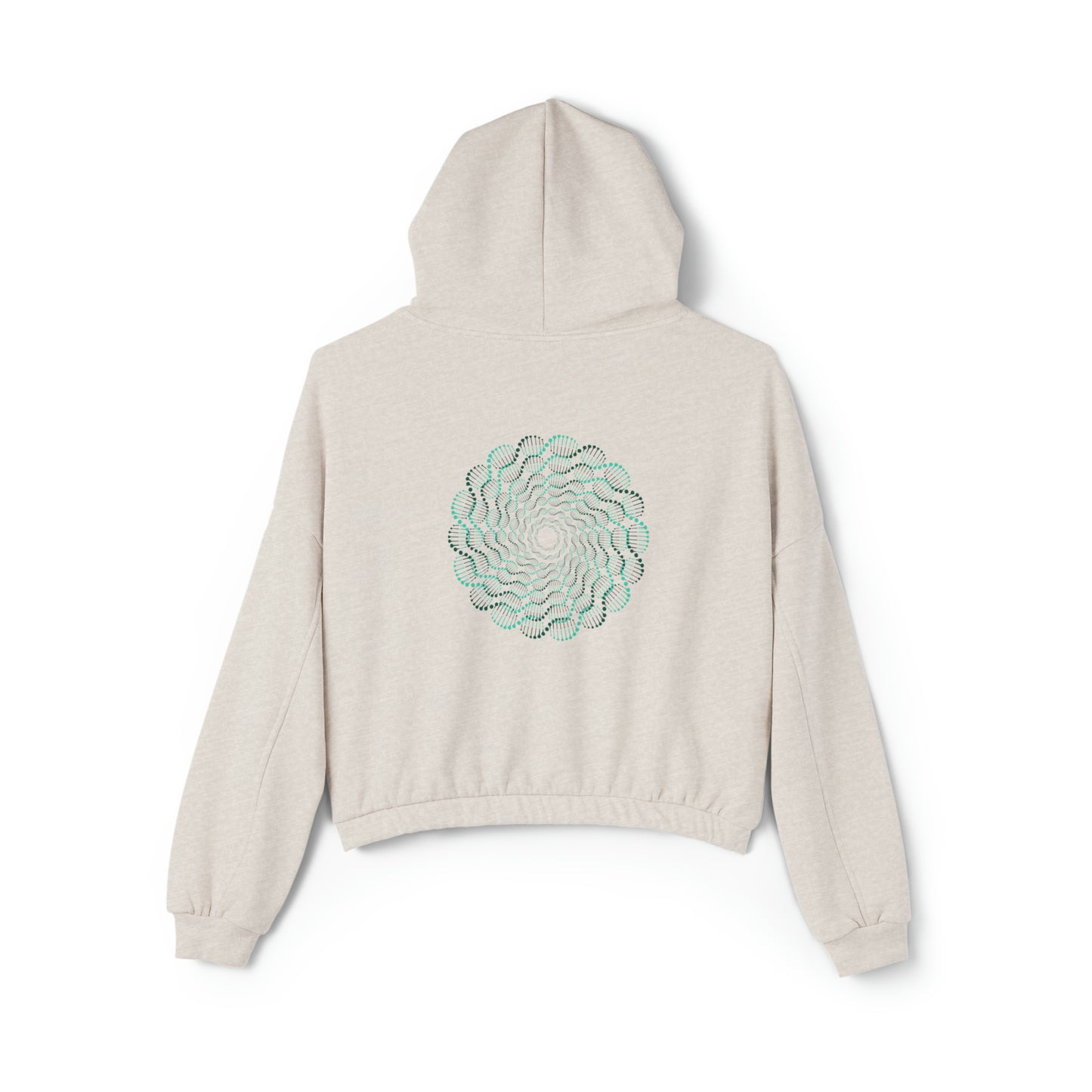 Mesmerizing abstract design on the front and back of this Women's Cinched Bottom Hoodie.