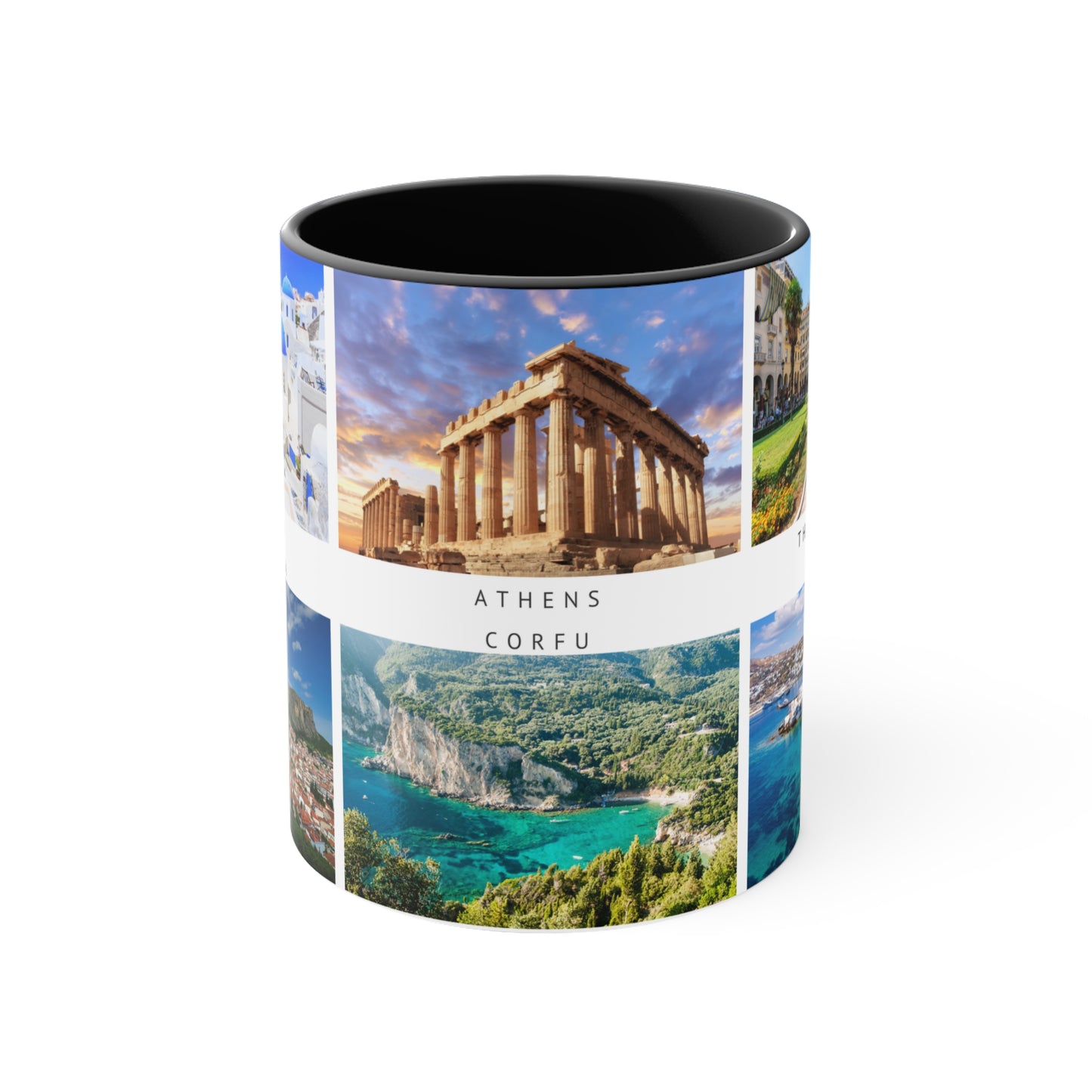Greece! This Travel Accent Coffee Mug is a part of a Travel Series for you to choose from. 11oz. Great as a gift or get one to enjoy yourself.