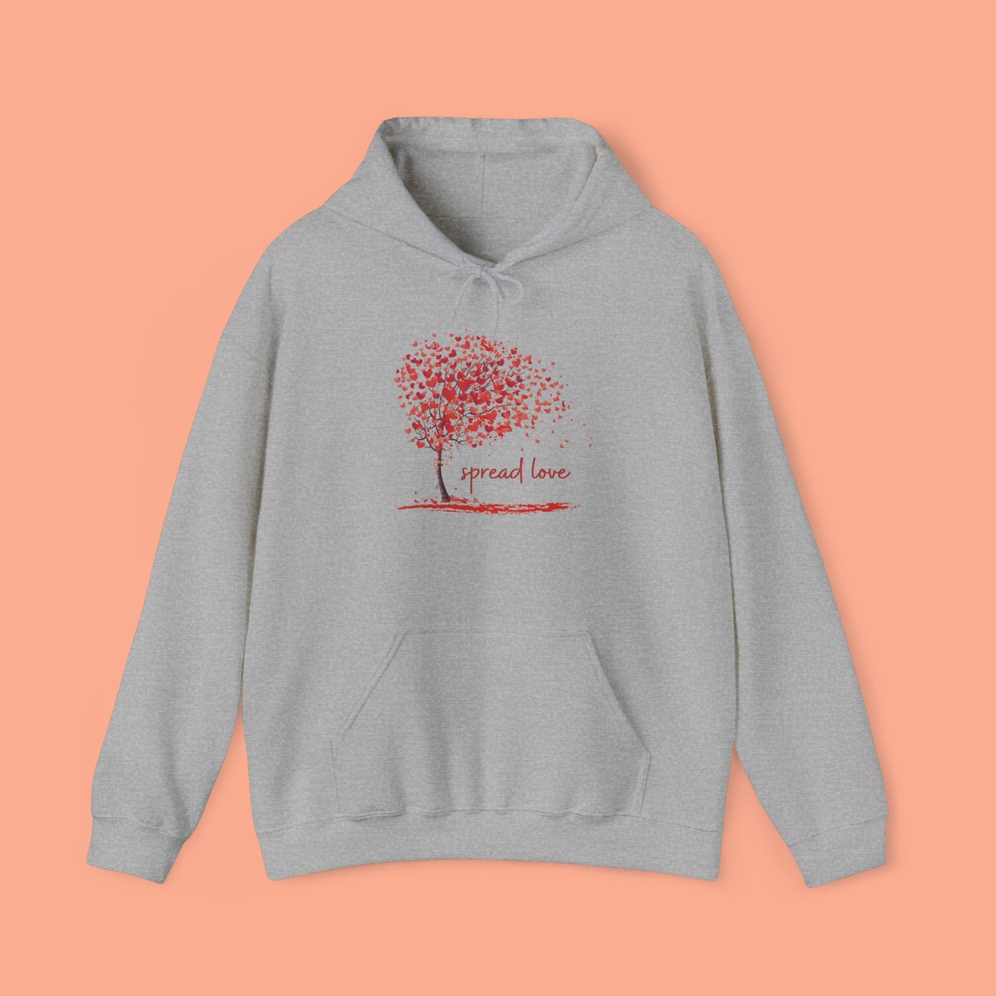 Spread love-heart filled tree Heavy Blend™ Hooded Sweatshirt
