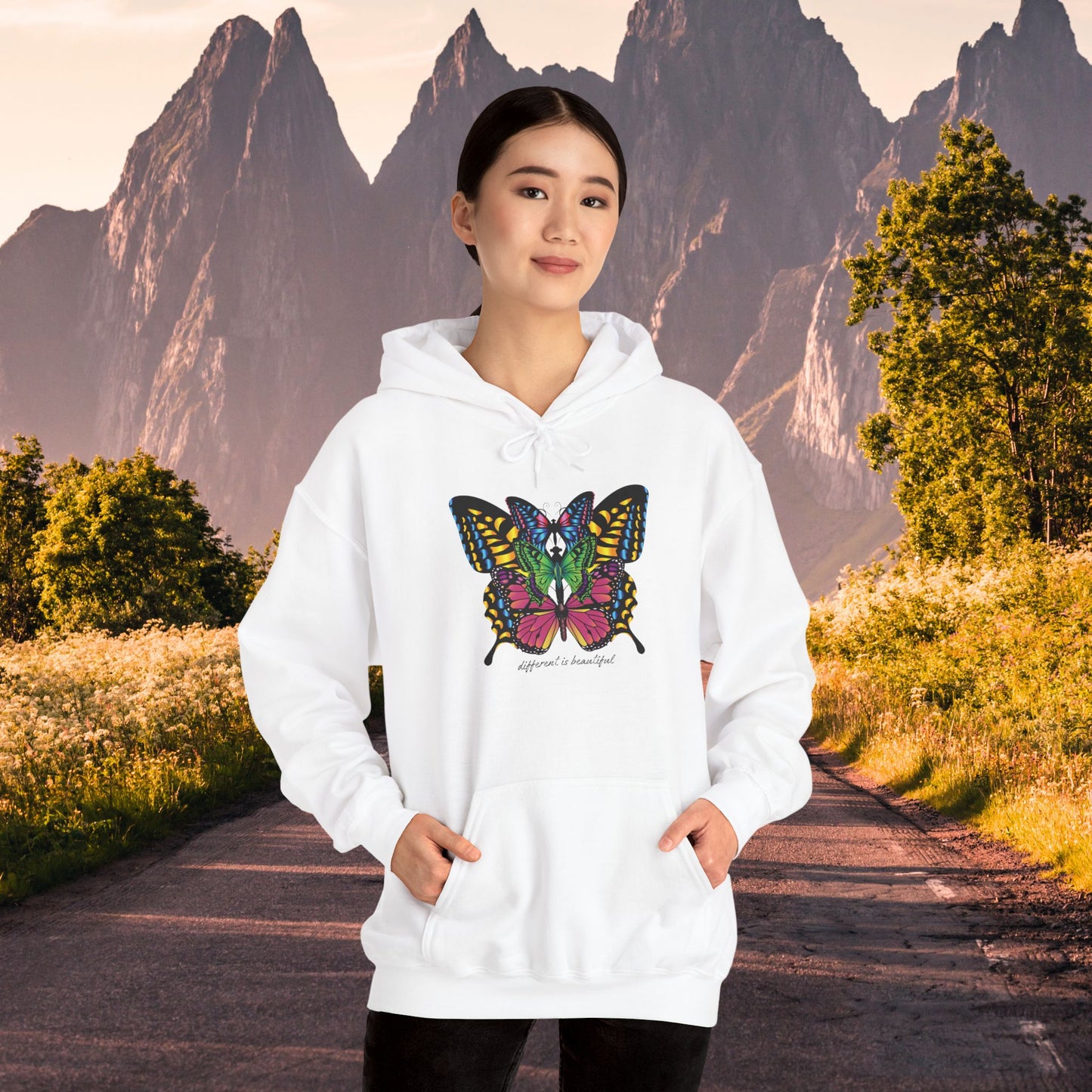 Butterflies Diversity Unisex Hoodie - Different is Beautiful Design
