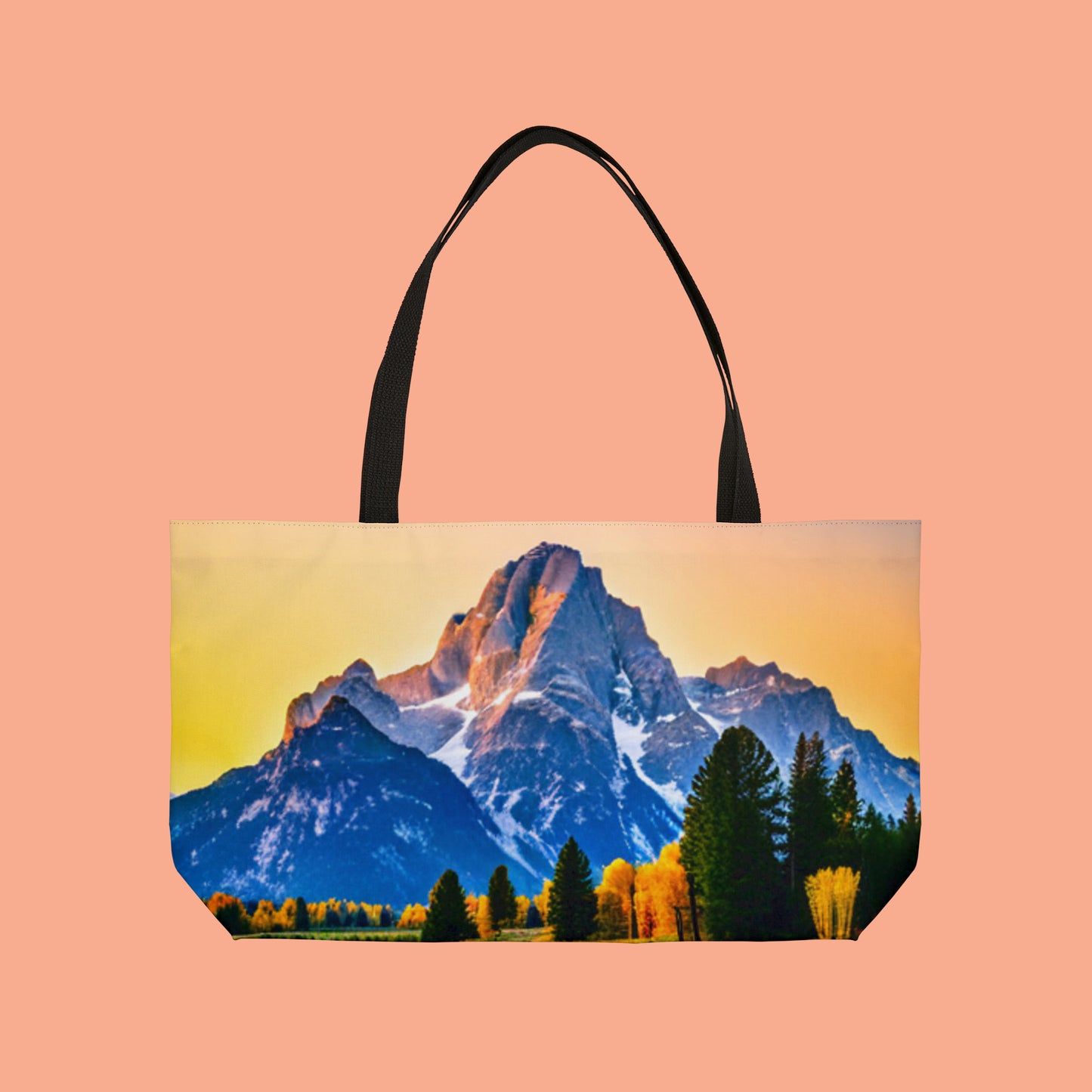 Take the Grand Tetons with you on this beautiful Weekender Tote Bag.