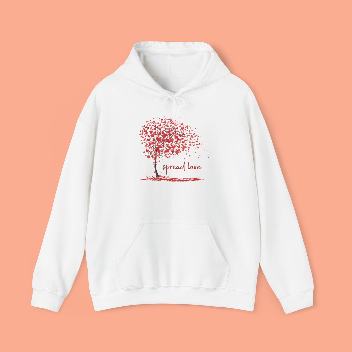 Spread love-heart filled tree Heavy Blend™ Hooded Sweatshirt