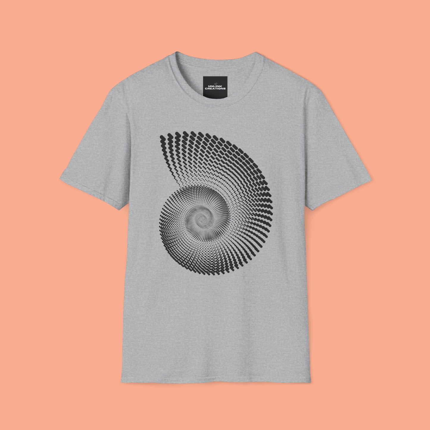Black nautilus and shell inspired design to celebrate the beauty in nature on this Unisex Softstyle T-Shirt.