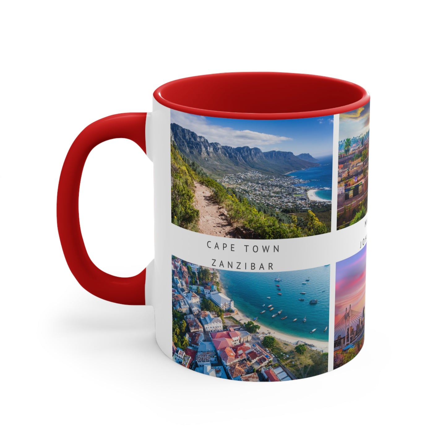 Africa! This Travel Accent Coffee Mug is a part of a Travel Series for you to choose from. 11oz. Great as a gift or get one to enjoy yourself.