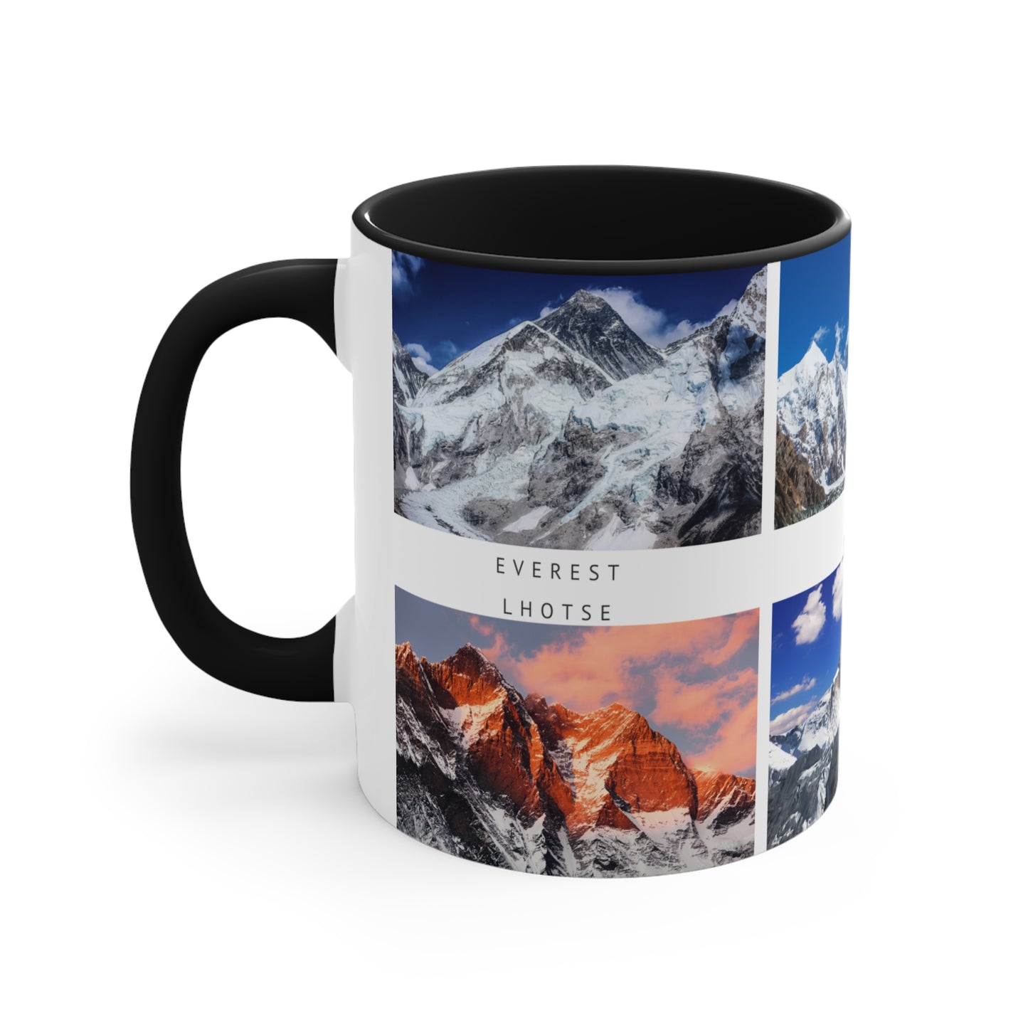 Top 6 tallest peaks in the world for the true Alpinists! This Travel Accent Coffee Mug is a part of a Travel Series for you to choose from. 11oz. Great as a gift or get one to enjoy yourself.