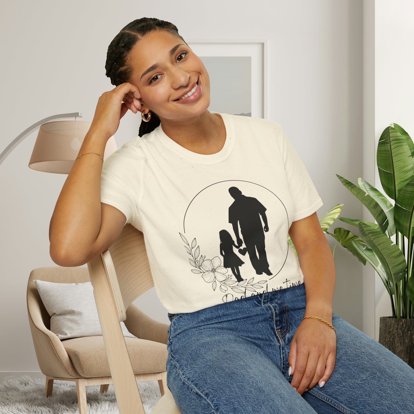 Sweet “Dad and me time” on this Unisex Softstyle T-Shirt. Celebrate Dads taking time to be Dads!