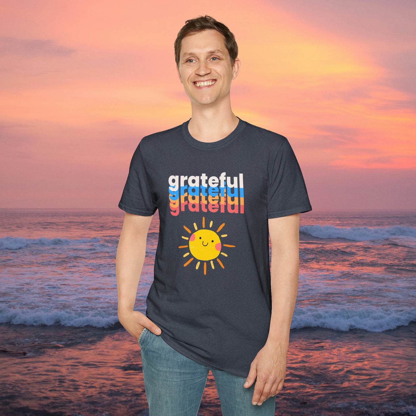 A grateful and sunny disposition Unisex Softstyle T-Shirt to brighten up your day!