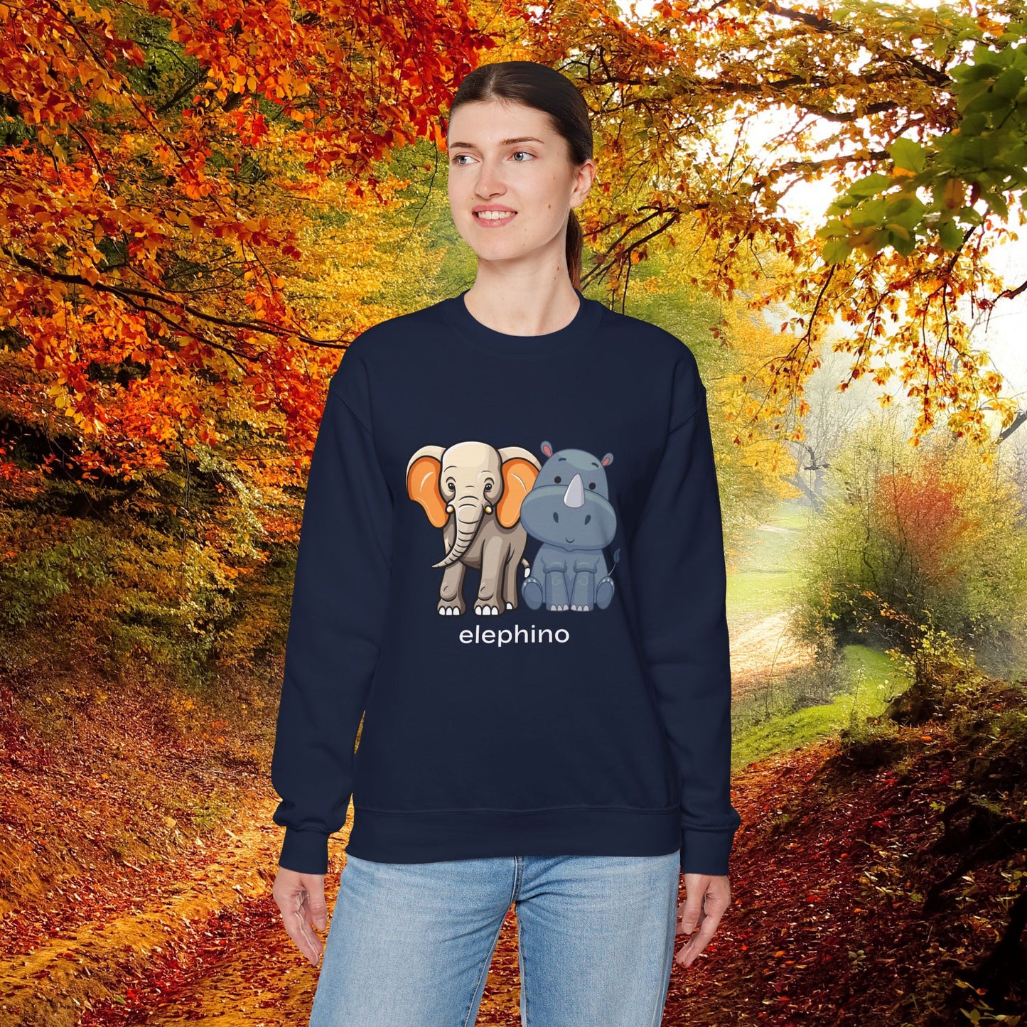 Funny Wildlife Elephino Crewneck Sweatshirt