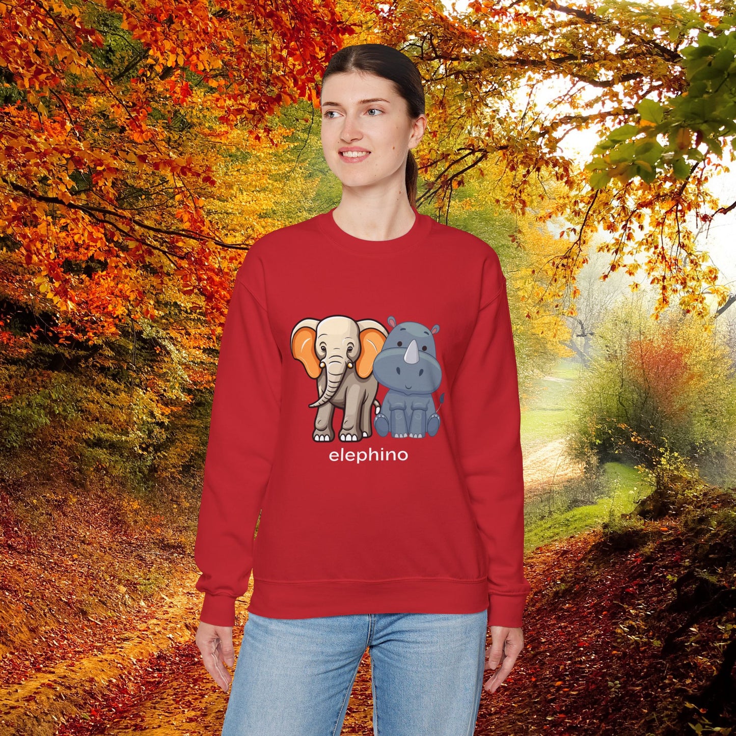 Funny Wildlife Elephino Crewneck Sweatshirt