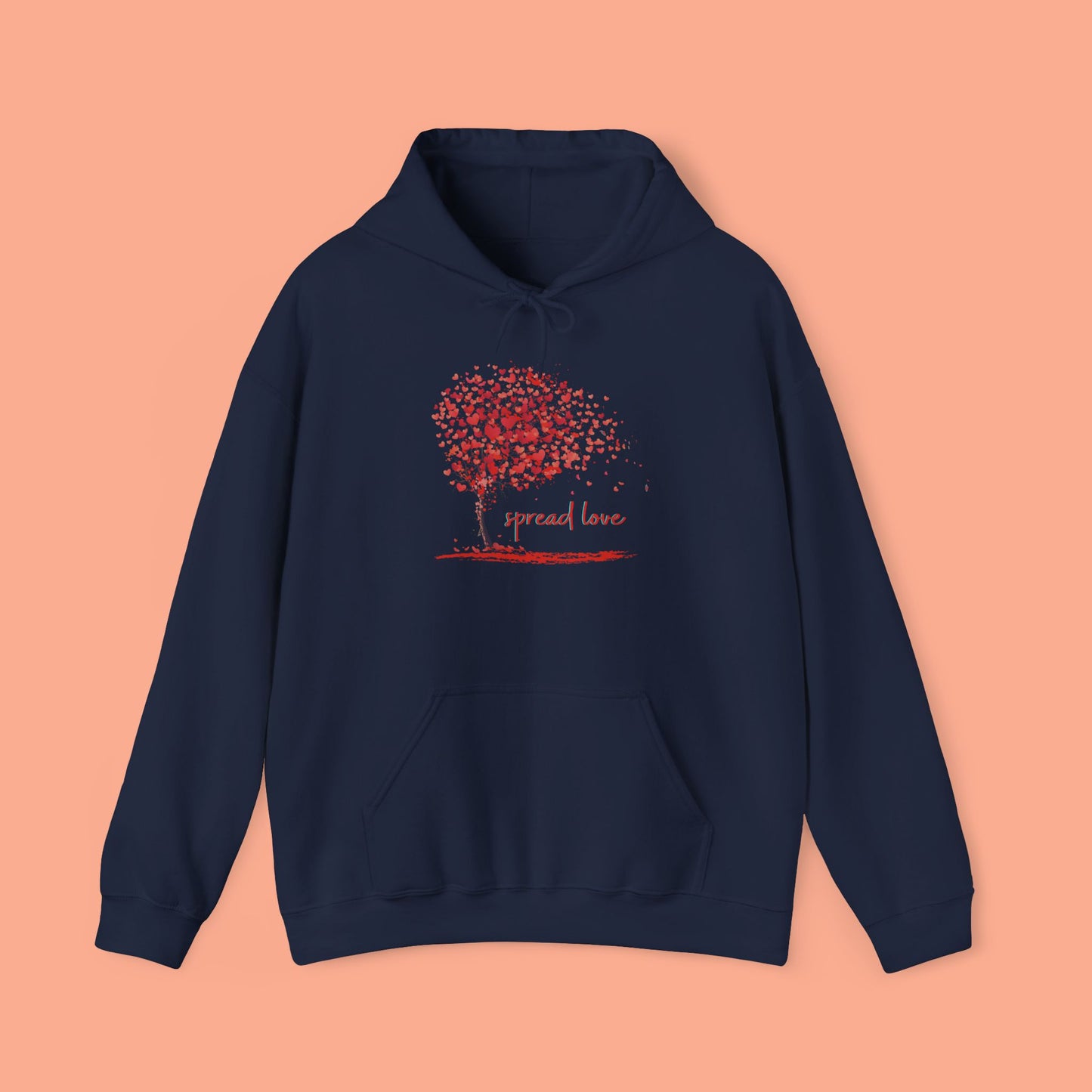 Spread love-heart filled tree Heavy Blend™ Hooded Sweatshirt