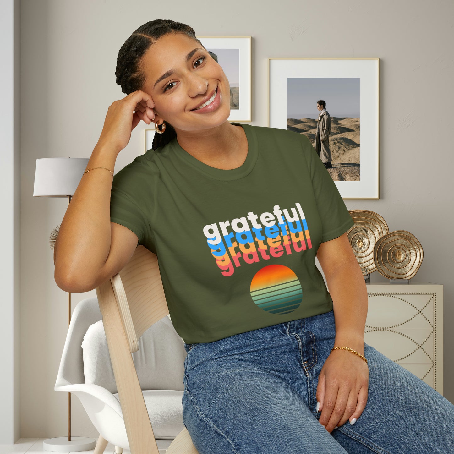 A grateful and sunny disposition Unisex Softstyle T-Shirt to brighten up your day!