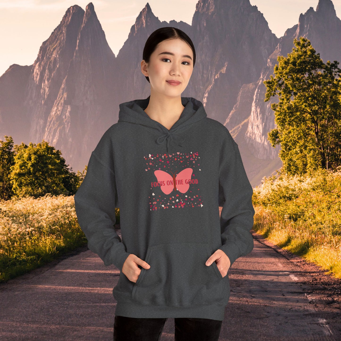 Butterfly Hearts Hoodie Sweatshirt - Focus on the Good