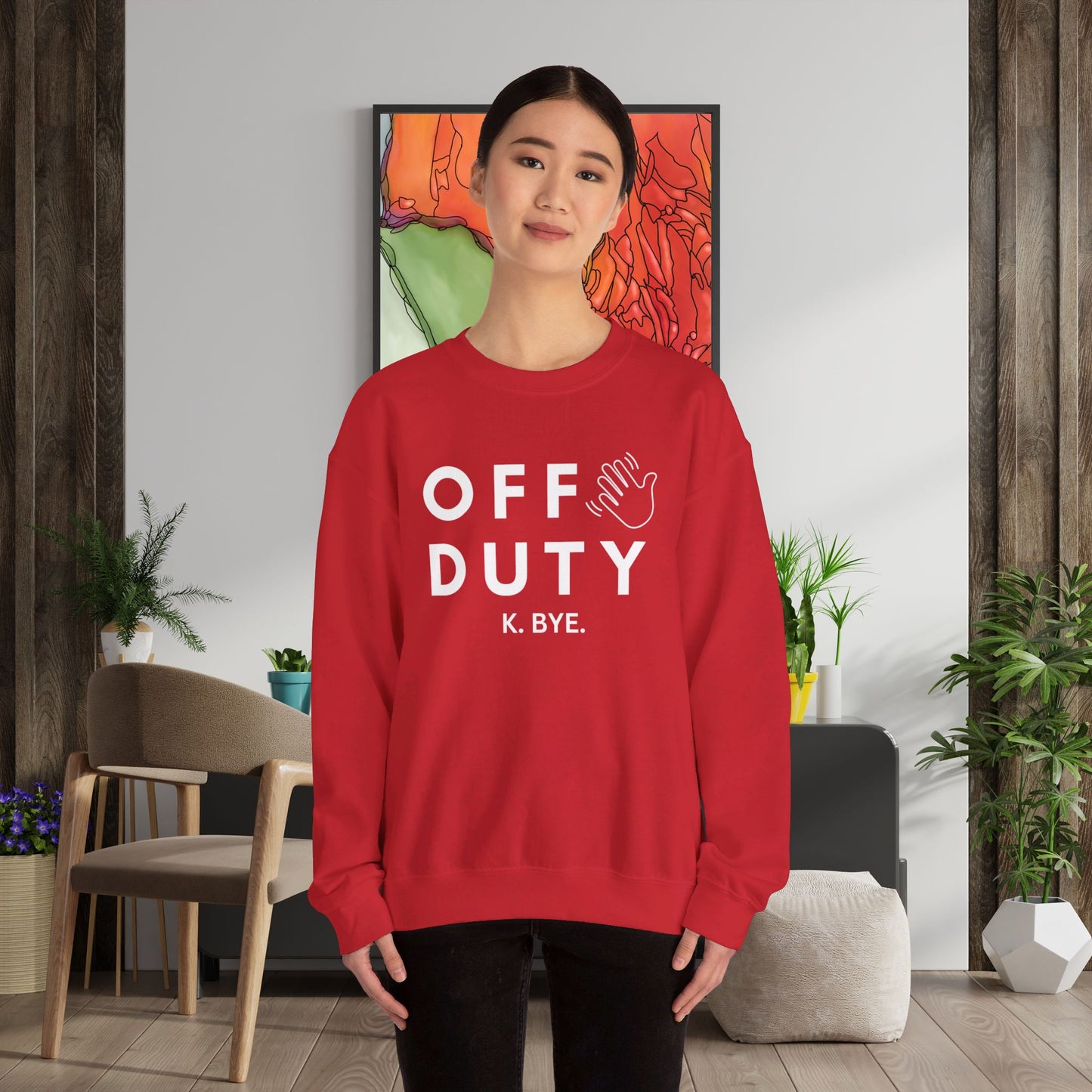 Cozy up with this simple “OFF DUTY” sweatshirt designed by Nurse Angela (my niece). Give the gift of this Unisex Heavy Blend™ Crewneck Sweatshirt or get one for yourself.