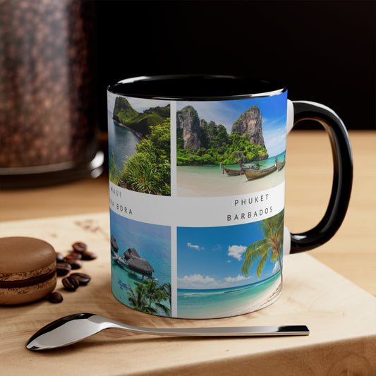 Love the beach? This Travel Accent Coffee Mug is a part of a Travel Series for you to choose from. 11oz. Great as a gift or get one to enjoy yourself.