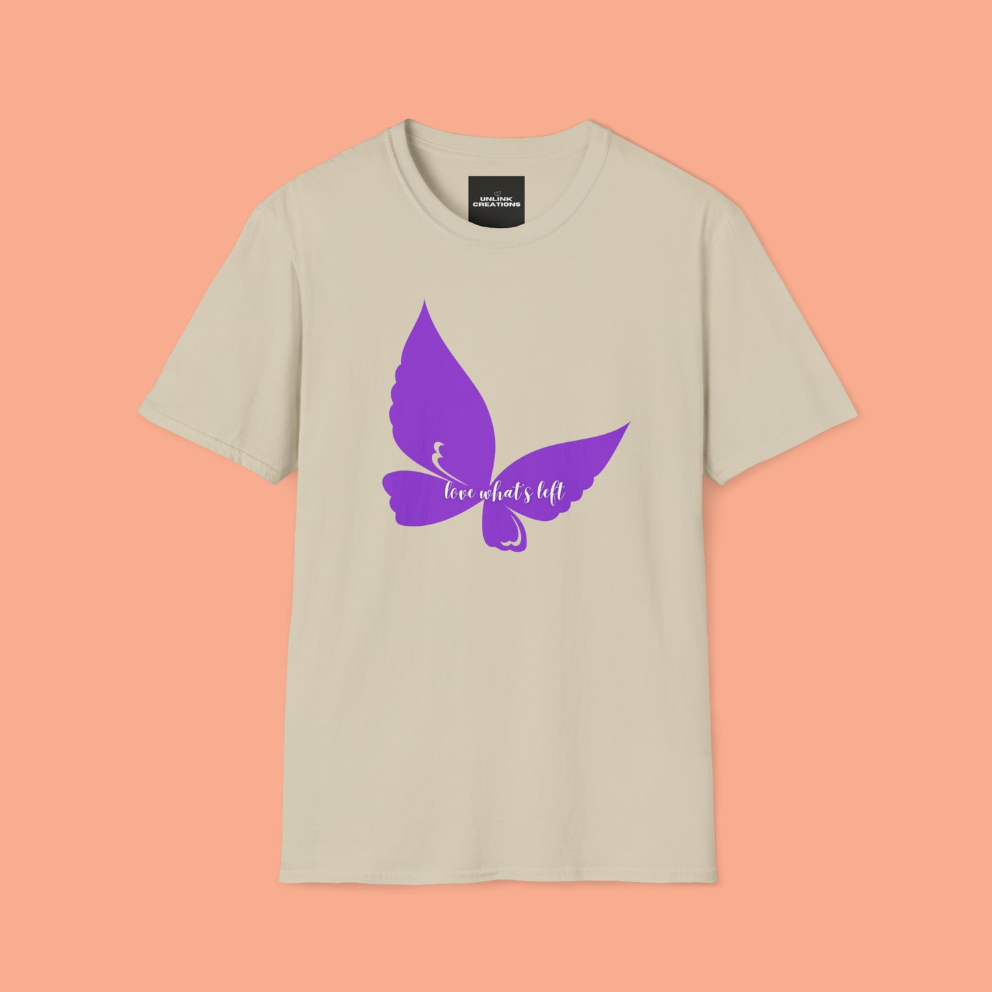 Inspired by taking care of our loved ones with dementia, my husband’s advice is to “love what’s left”. So profound and helpful. A Unisex Softstyle T-Shirt.