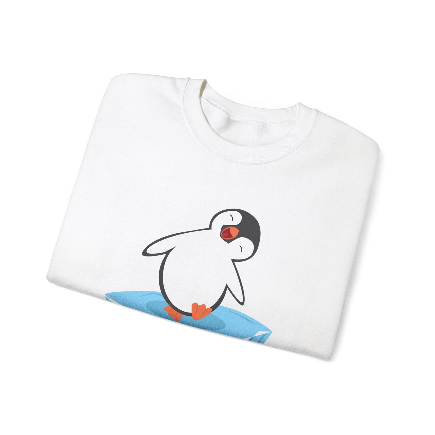 Crewneck Sweatshirt - Playtime Cute Happy Penguin on Iceberg Design