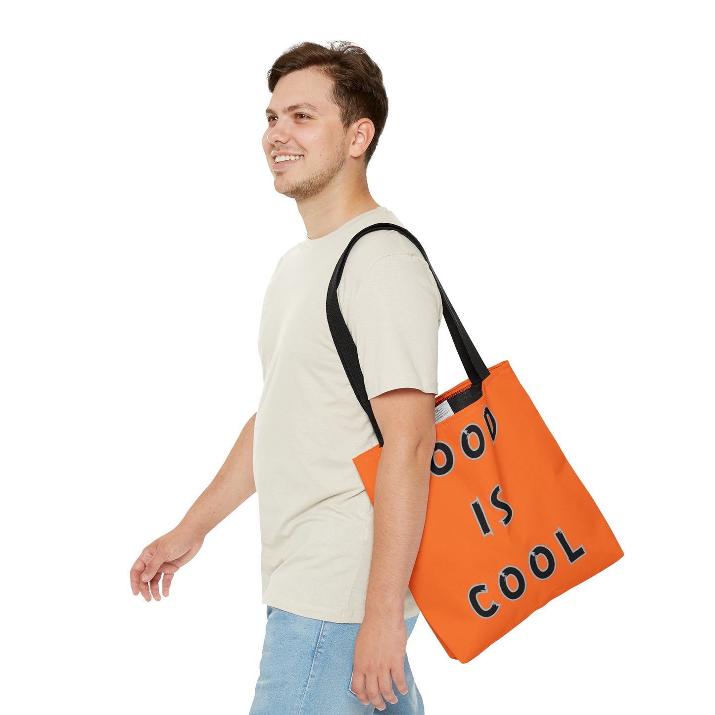 GOOD IS COOL printed on both sides of this tote bag.Let’s celebrate goodness! Come in 3 sizes to meet your needs.