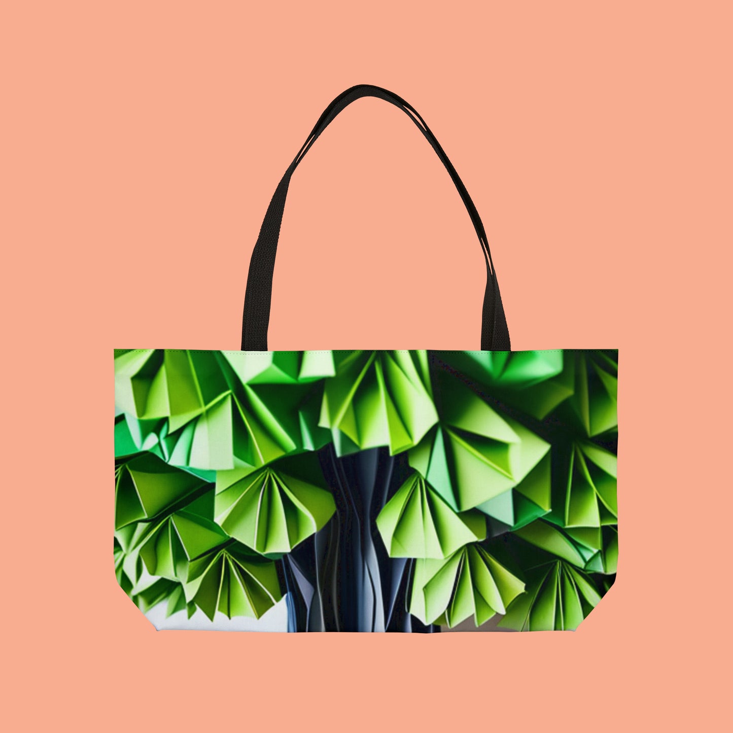 Great banyan tree in origami style inspired design on this beautiful Weekender Tote Bag.