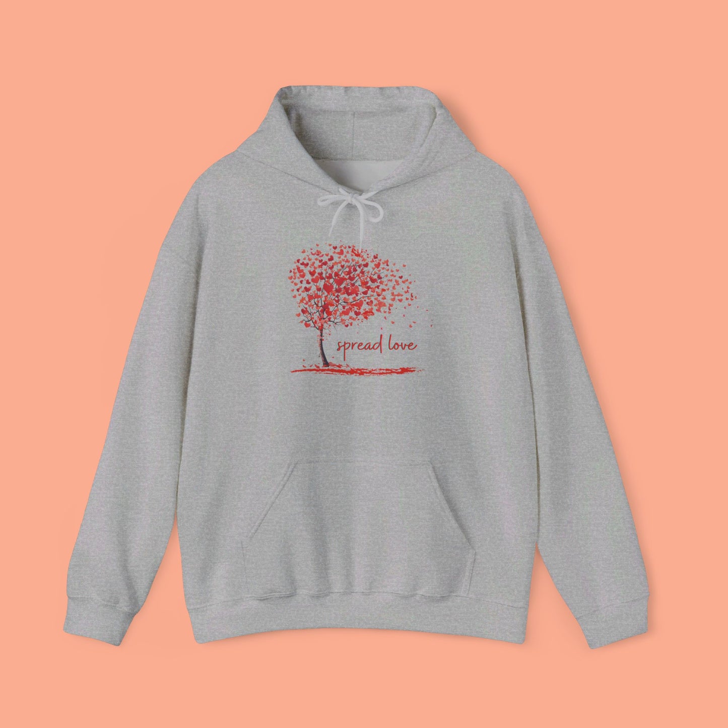 Spread love is the message on this heart filled tree designed Unisex Heavy Blend™ Hooded Sweatshirt