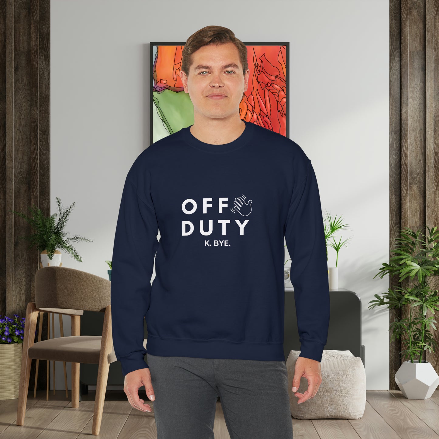 Cozy up with this simple “OFF DUTY” sweatshirt designed by Nurse Angela (my niece). Give the gift of this Unisex Heavy Blend™ Crewneck Sweatshirt or get one for yourself.