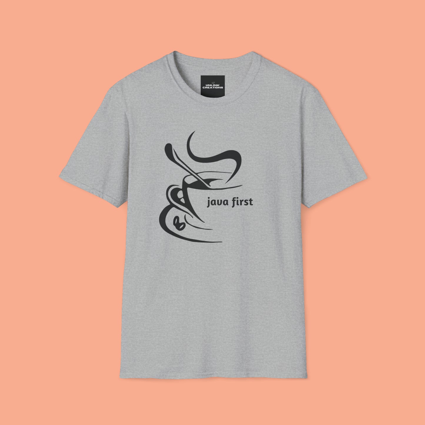 A simple and elegant design for that “java first” on this Unisex Softstyle T-Shirt design.