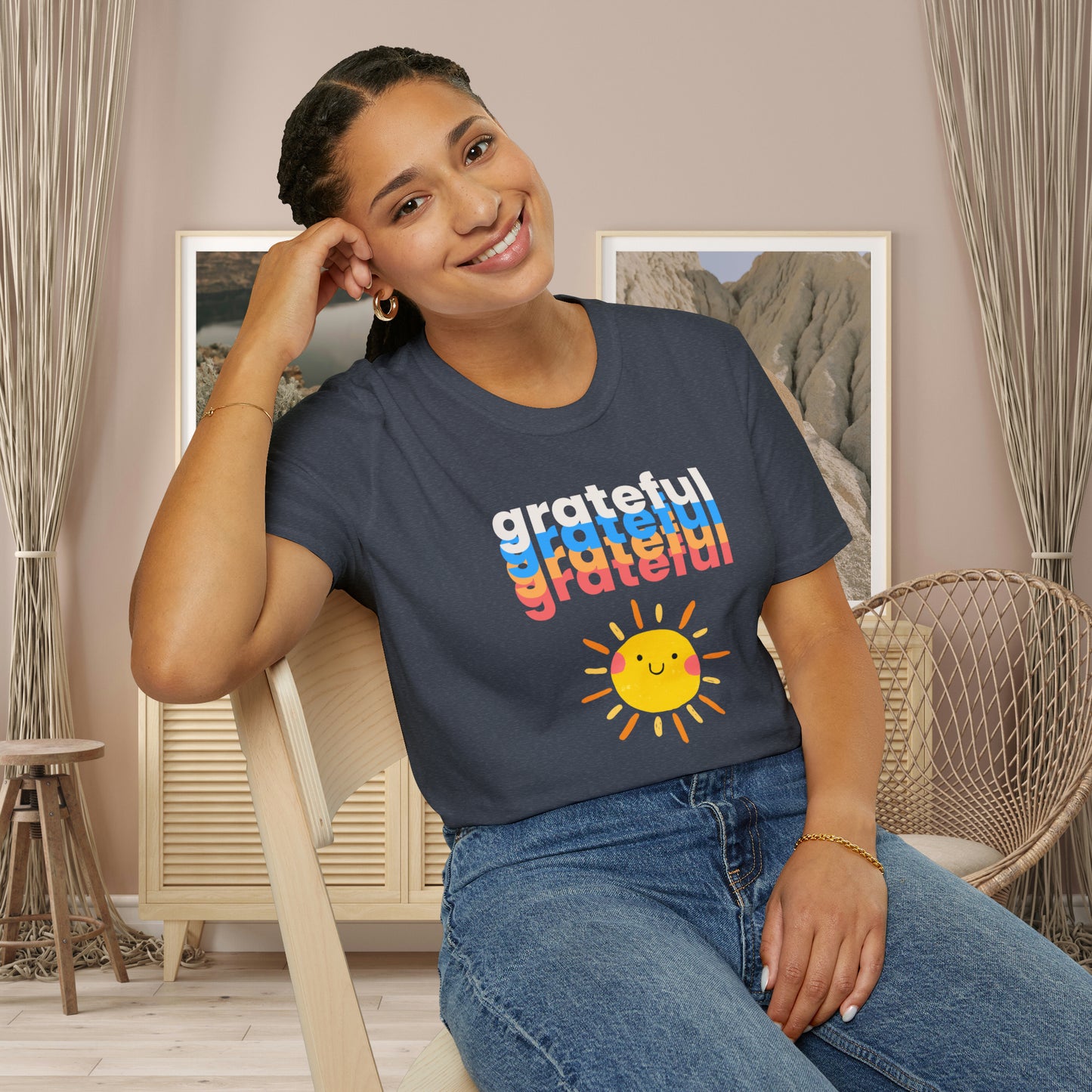 A grateful and sunny disposition Unisex Softstyle T-Shirt to brighten up your day!