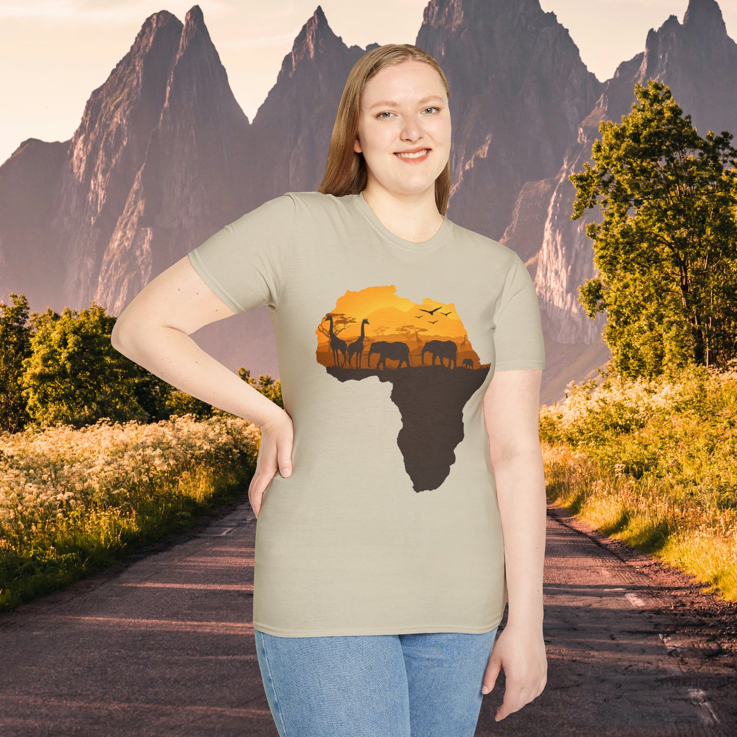 I love Africa and all its natural beauty, history and peoples inspire the design on this Unisex Softstyle T-Shirt. Giraffe, elephants, love all of them!