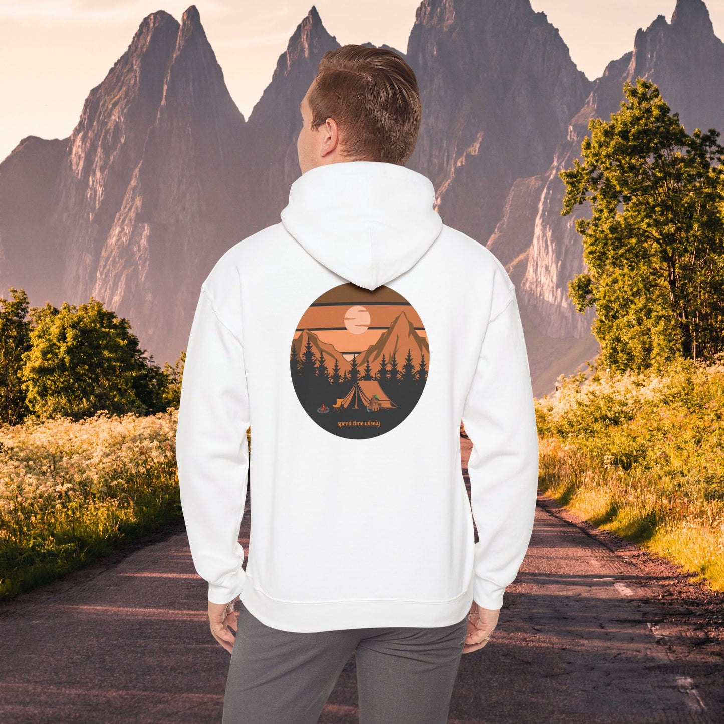 Mountain Camping Unisex Hoodie - Spend time wisely