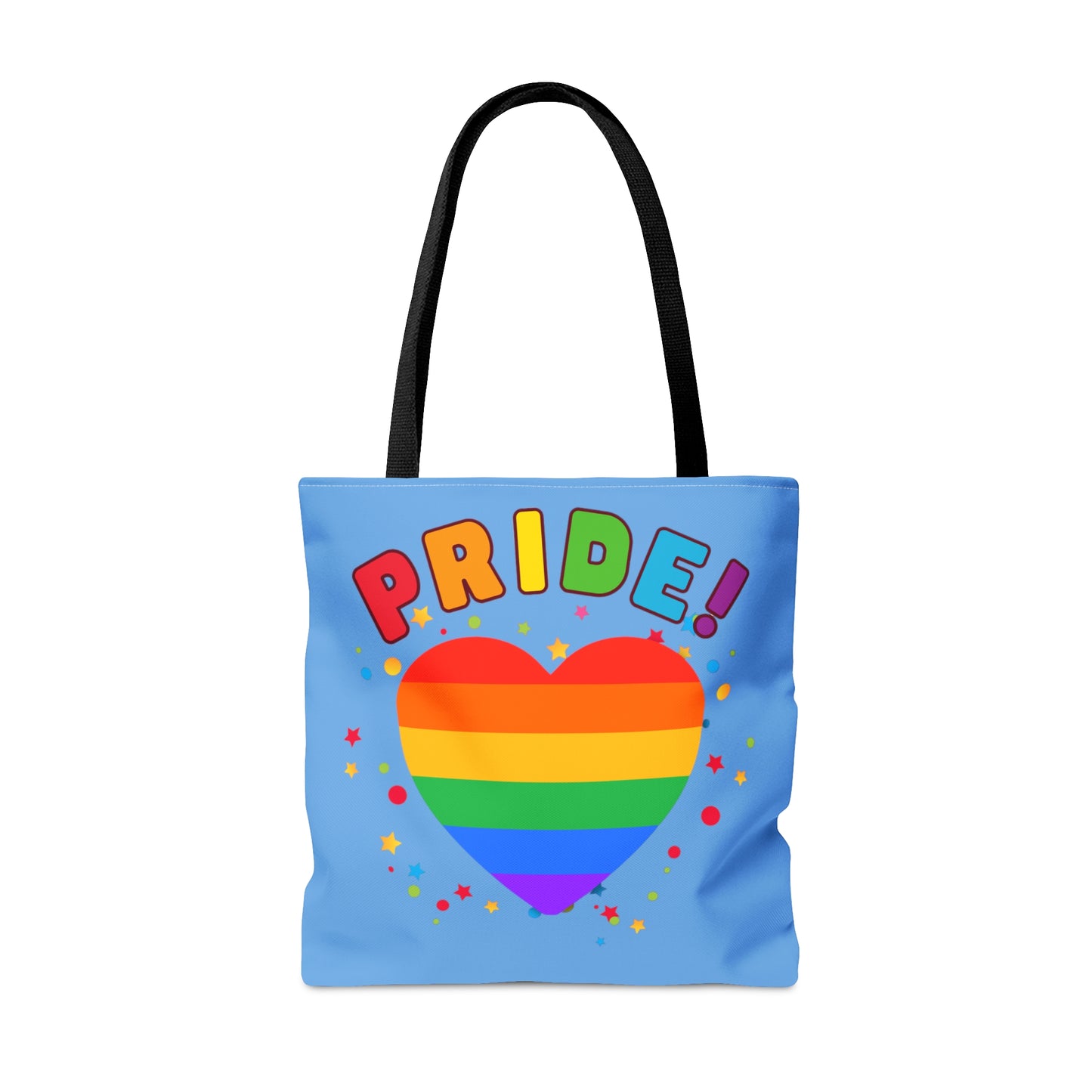 Celebrate PRIDE with this colorful Tote Bag in 3 sizes to meet your needs.