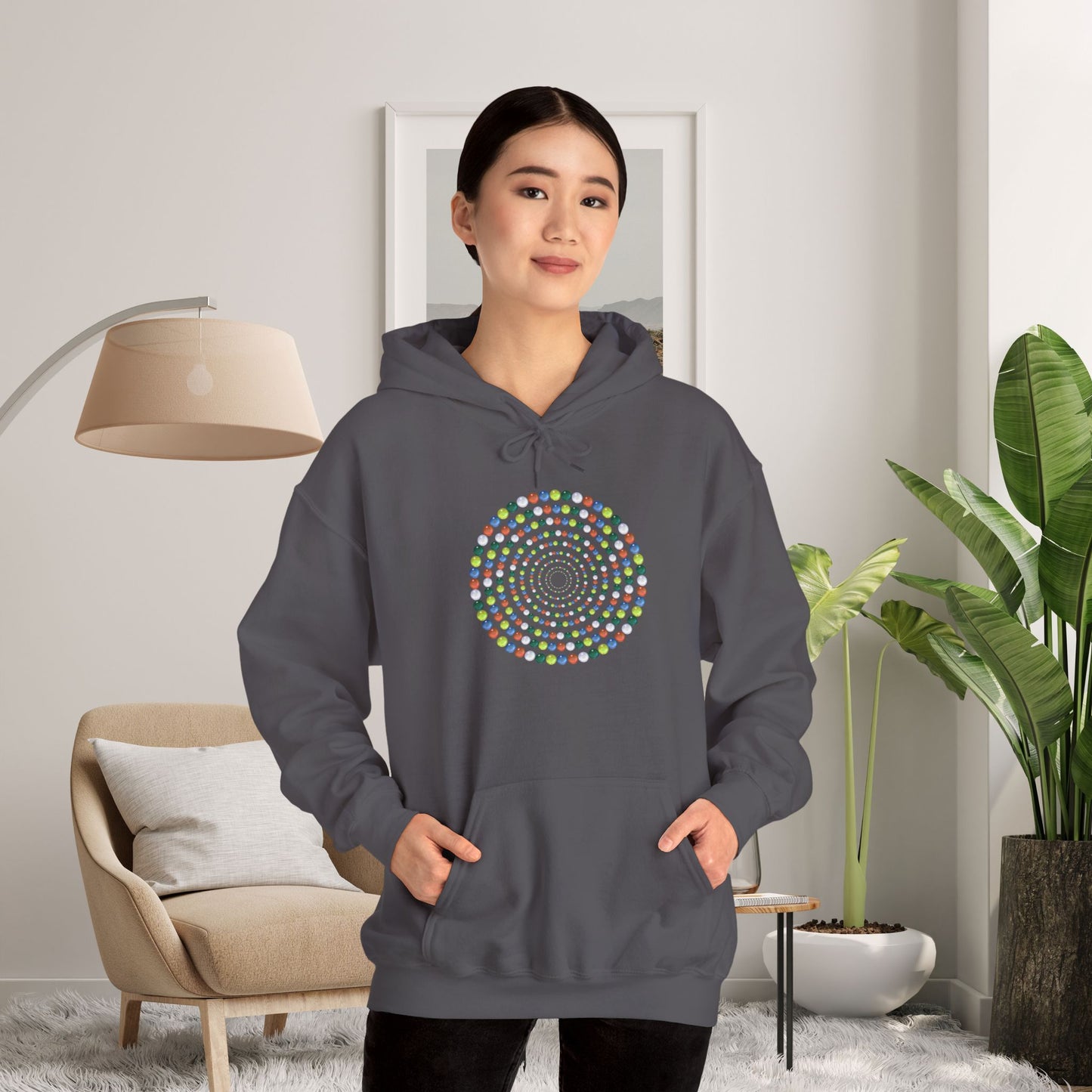 Hooded Sweatshirt - Colorful Marbles Design