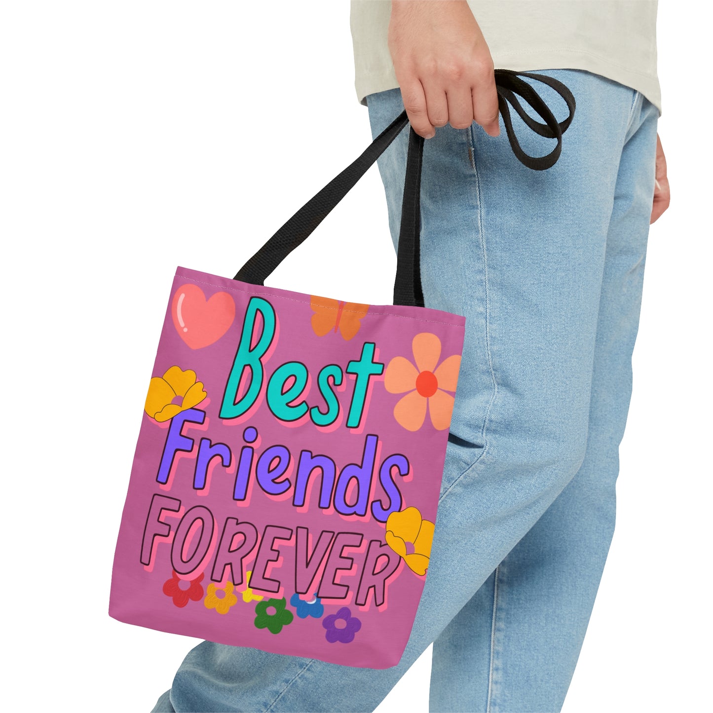 Vibrant and colorful "Best friends FOREVER" Tote Bag in 3 sizes to meet your needs.