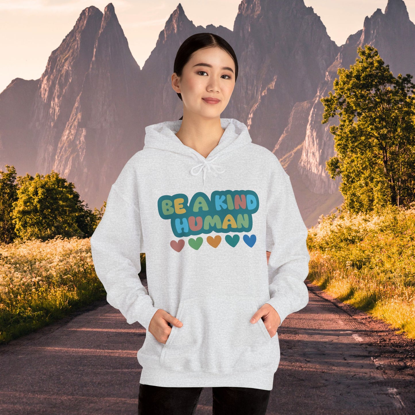 Be a kind human with hearts Hoodie Sweatshirt