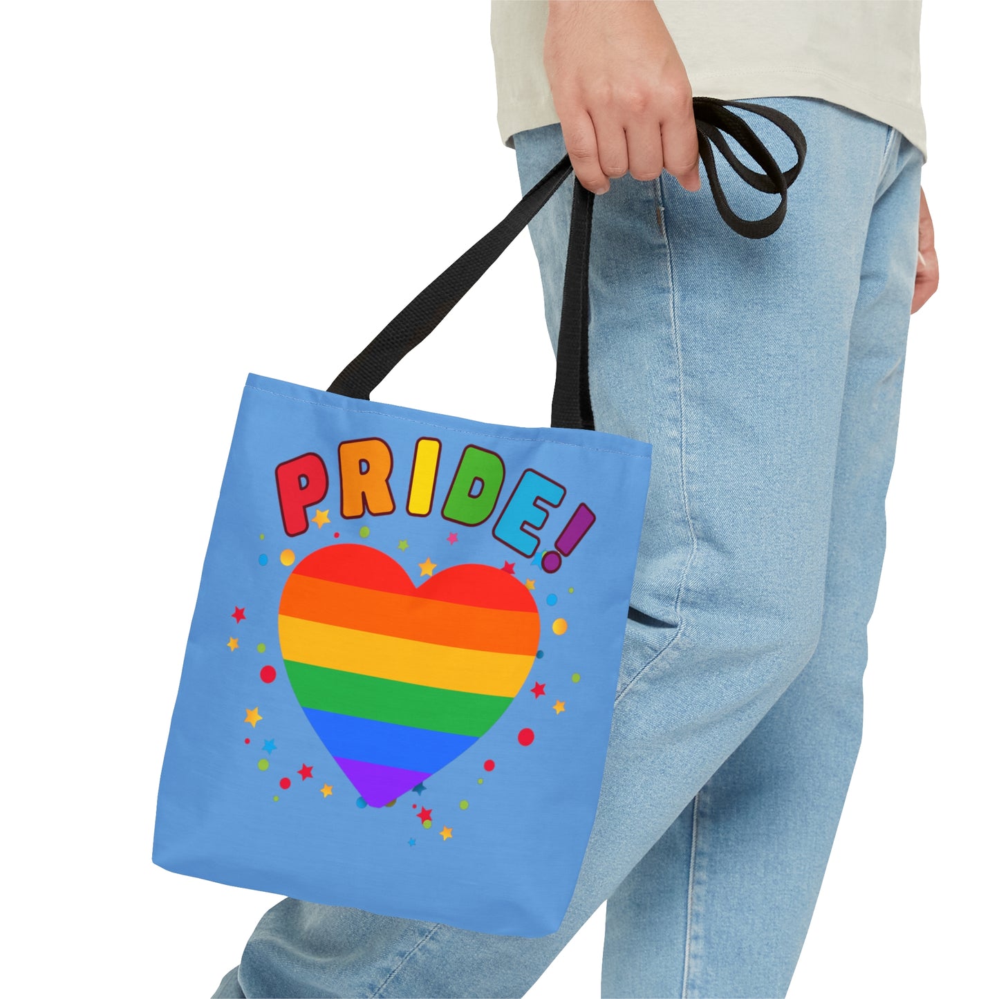 Celebrate PRIDE with this colorful Tote Bag in 3 sizes to meet your needs.