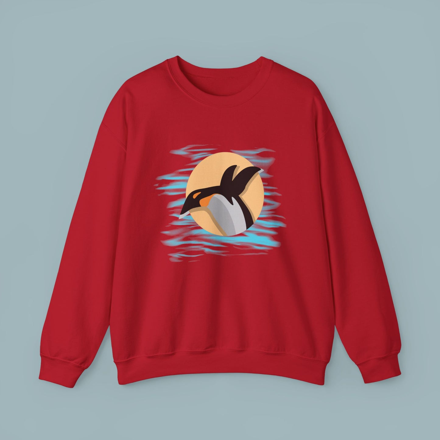 Colorful and playful penguin retro design. Give the gift of this Unisex Heavy Blend™ Crewneck Sweatshirt or get one for yourself.