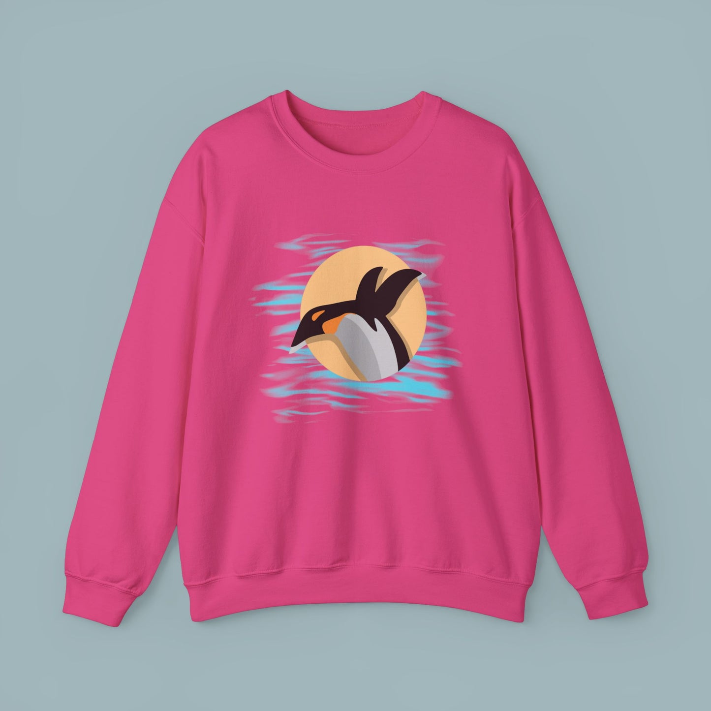 Colorful and playful penguin retro design. Give the gift of this Unisex Heavy Blend™ Crewneck Sweatshirt or get one for yourself.