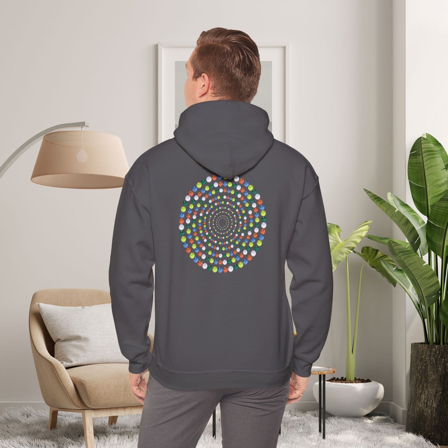 Hooded Sweatshirt - Colorful Marbles Design