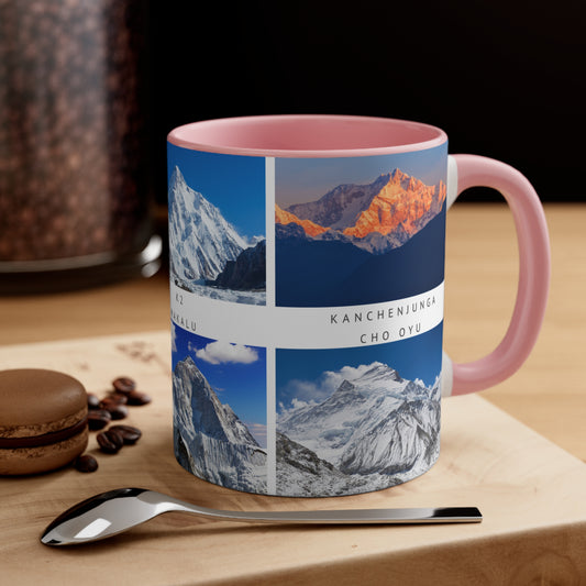 Top 6 tallest peaks in the world for the true Alpinists! This Travel Accent Coffee Mug is a part of a Travel Series for you to choose from. 11oz. Great as a gift or get one to enjoy yourself.