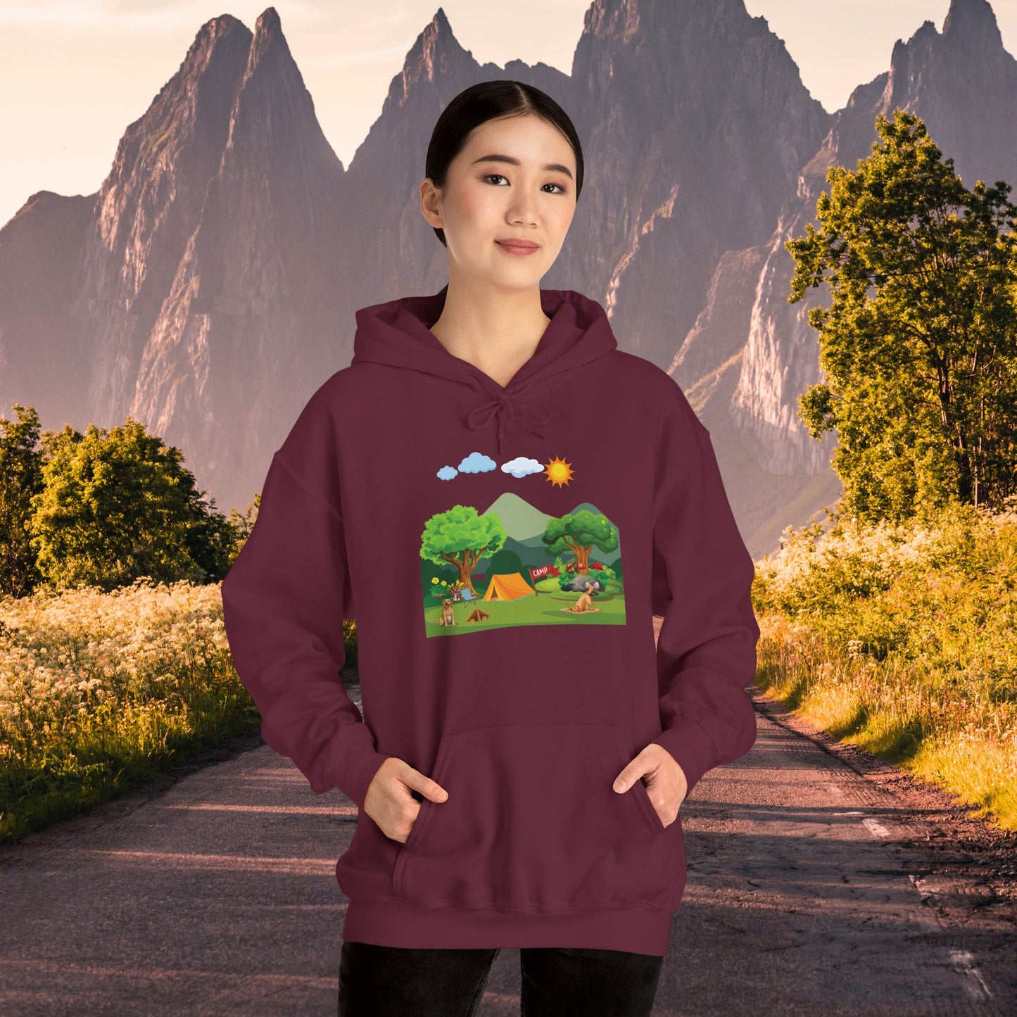 Fun Mountain Camping with the Doggies Unisex Hoodie