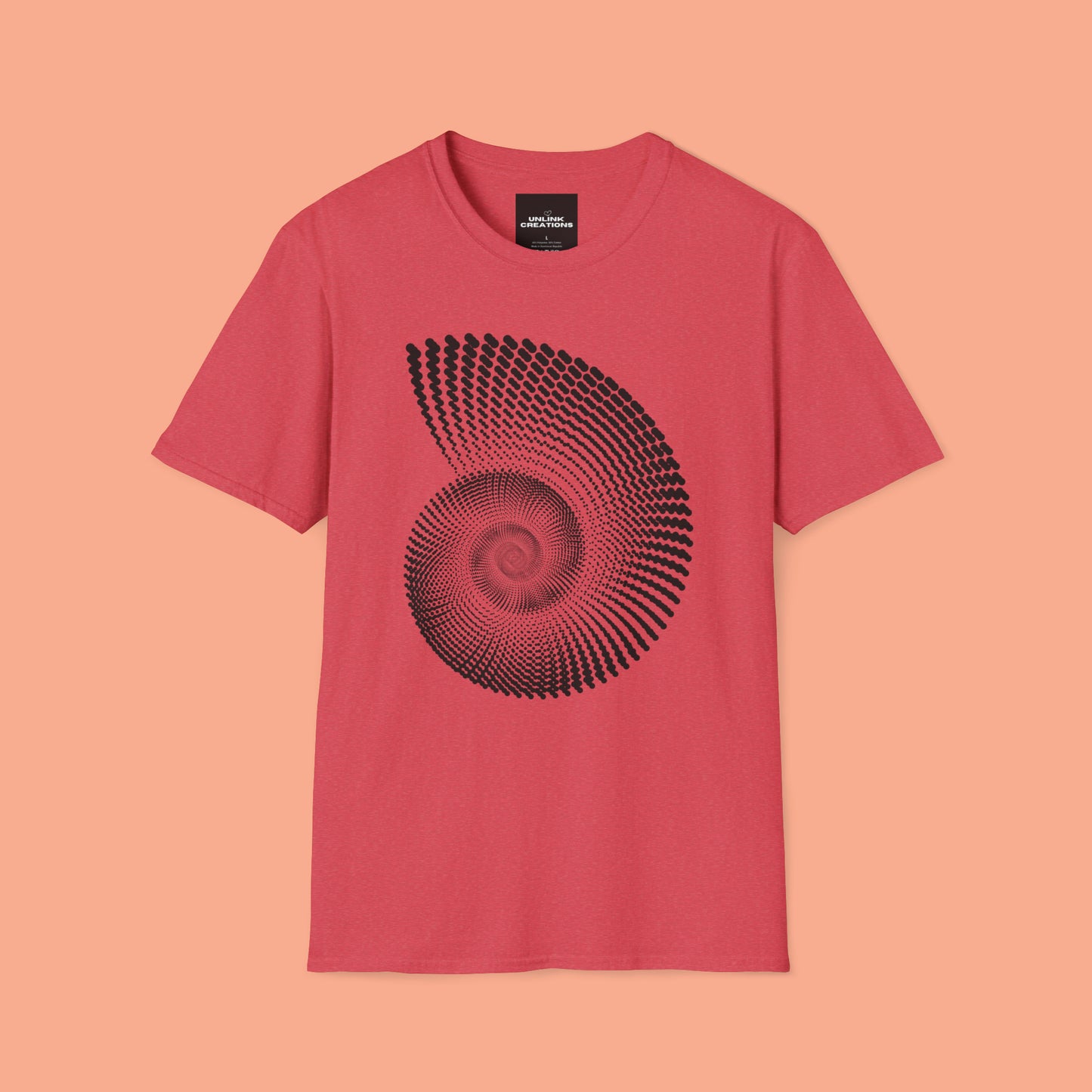 Black nautilus and shell inspired design to celebrate the beauty in nature on this Unisex Softstyle T-Shirt.