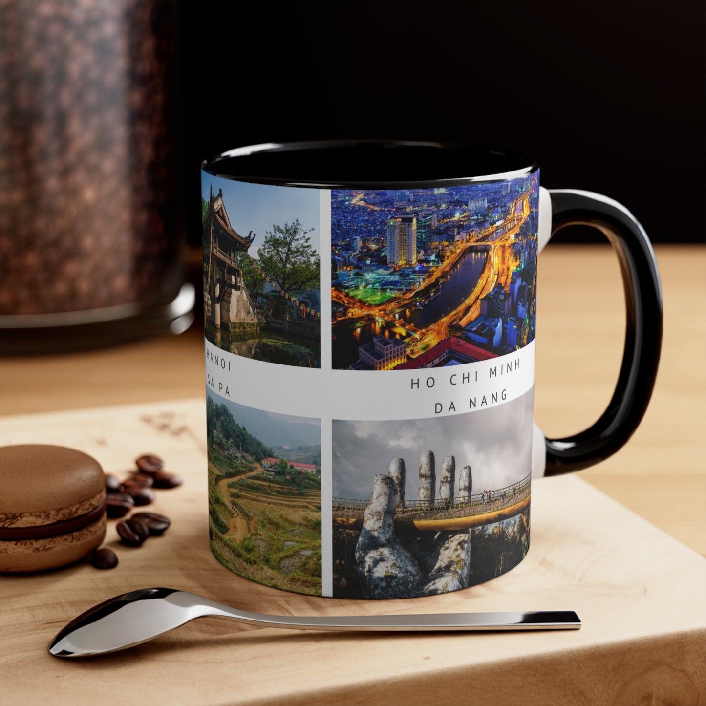 Vietnam! This Travel Accent Coffee Mug is a part of a Travel Series for you to choose from. 11oz. Great as a gift or get one to enjoy yourself.