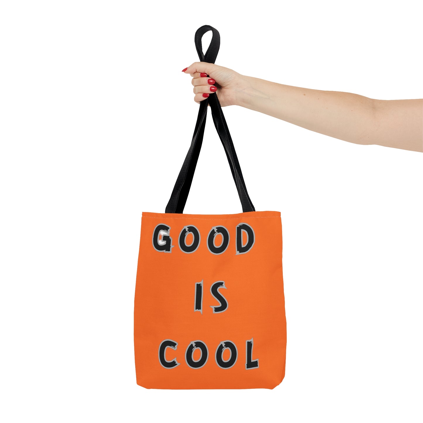 GOOD IS COOL printed on both sides of this tote bag.Let’s celebrate goodness! Come in 3 sizes to meet your needs.