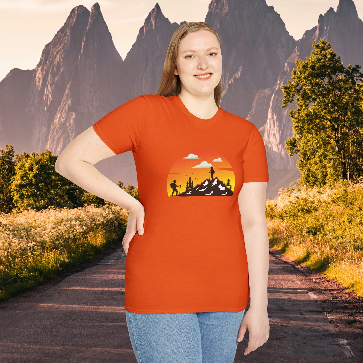 Great shirt for that hiker who just loves to be outdoors to climb mountains or be one with nature on this Unisex Softstyle T-Shirt.