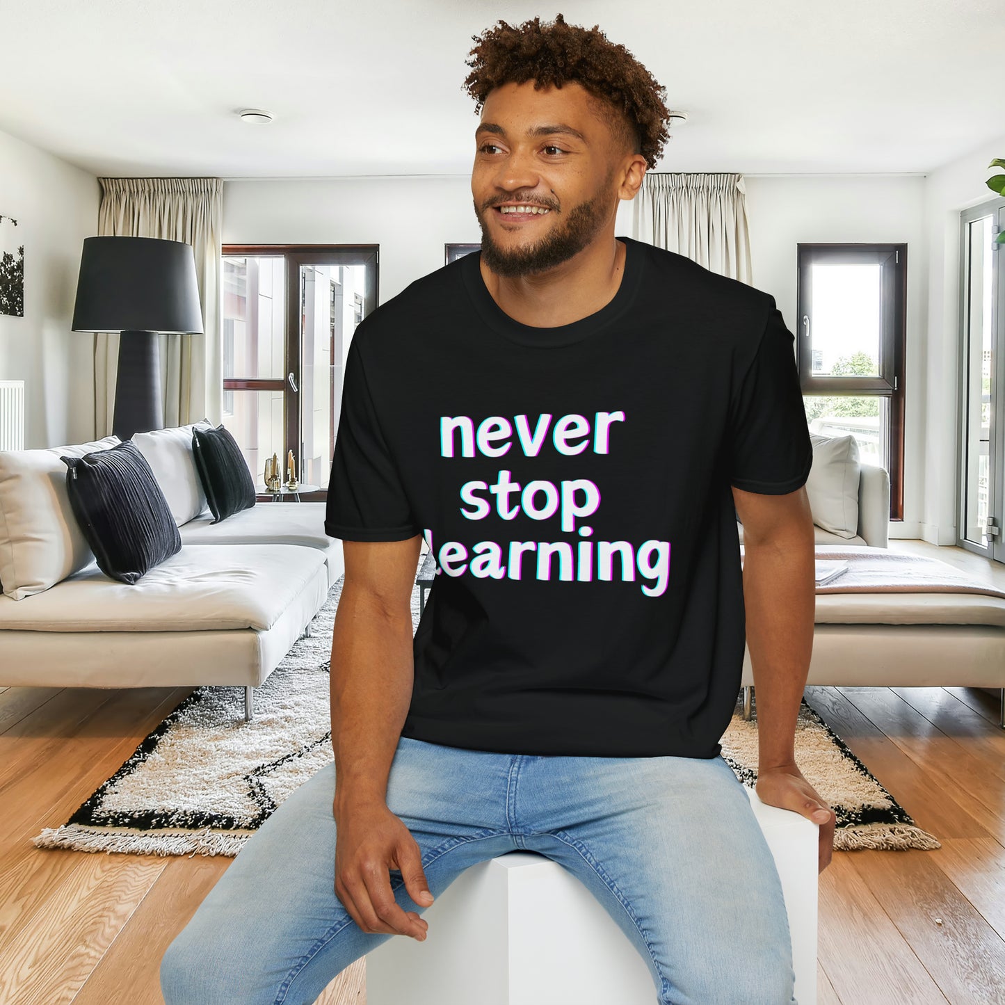 Never stop learning, a sage message this Unisex Softstyle T-Shirt for you.